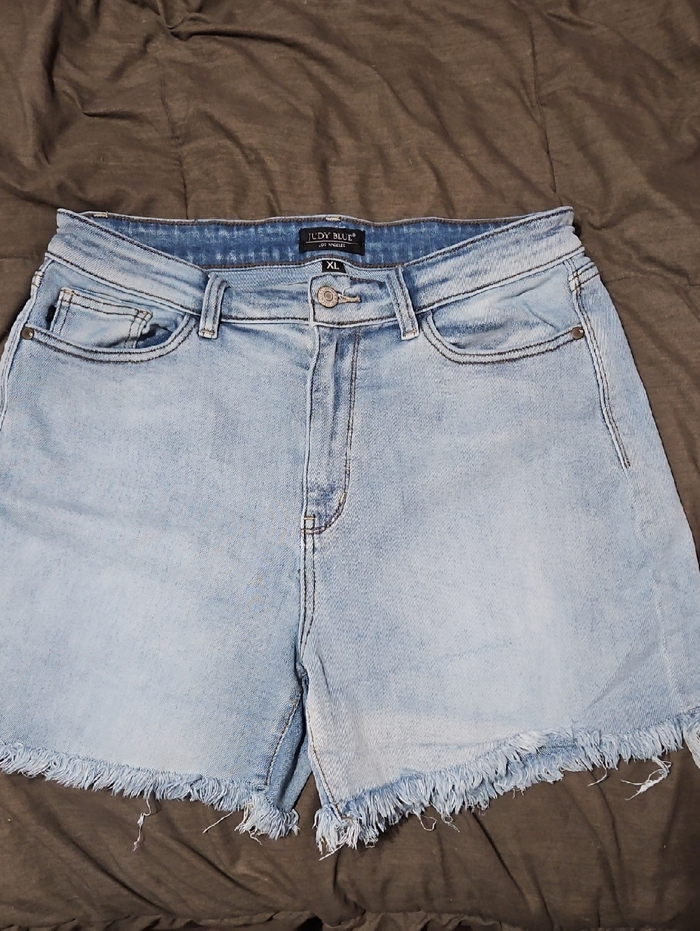 Judy Blue Faded Light Blue Frayed Hem Denim Shorts